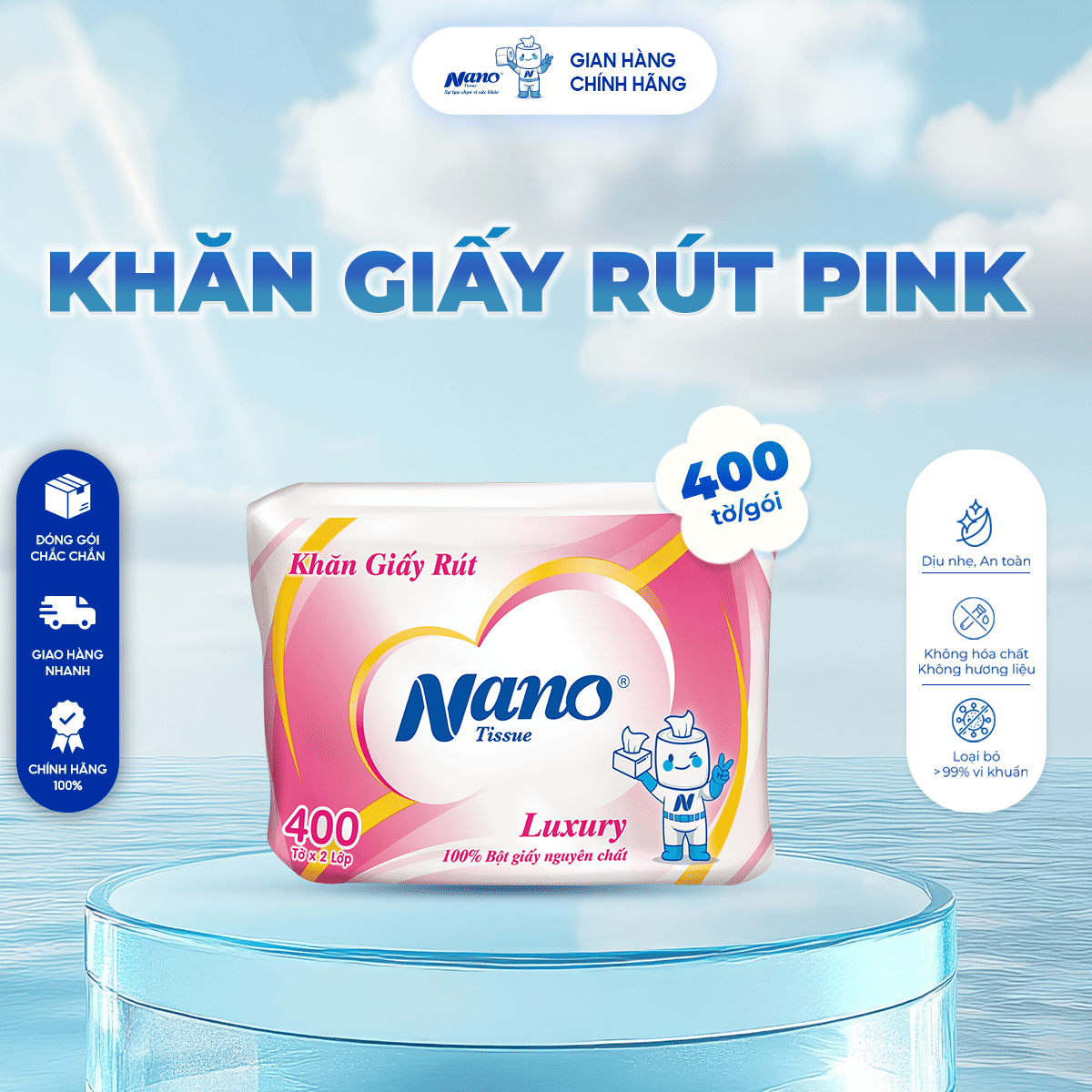 Khăn giấy rút Pink 400